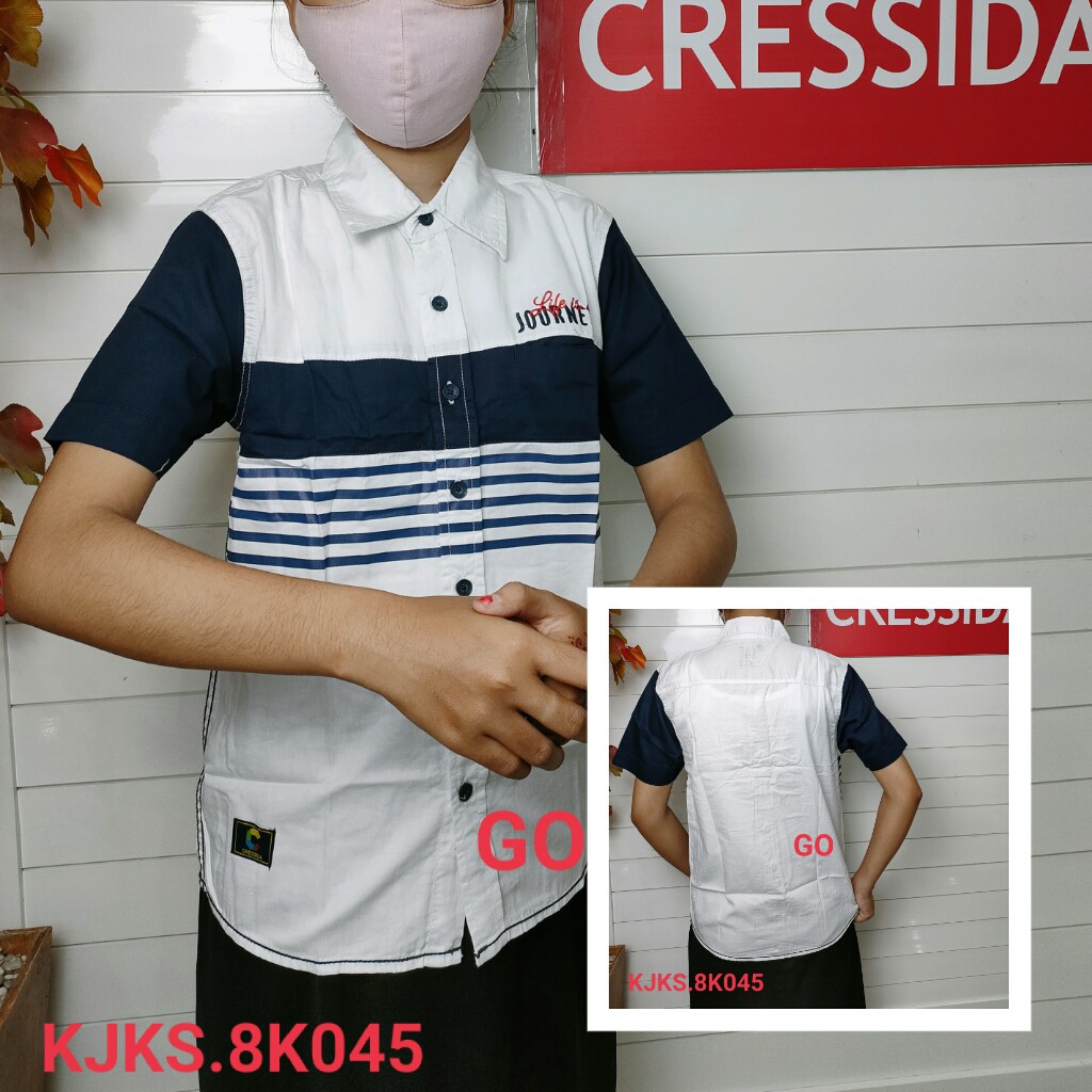 gos CRESSIDA KIDS KEMEJA Anak Slimfit Hem Atasan Lengan Pendek Anak Cowok