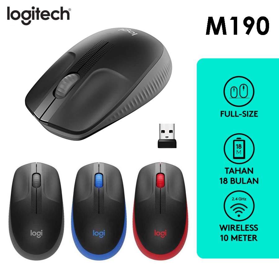 Logitech M190 Mouse Wireless Full Size