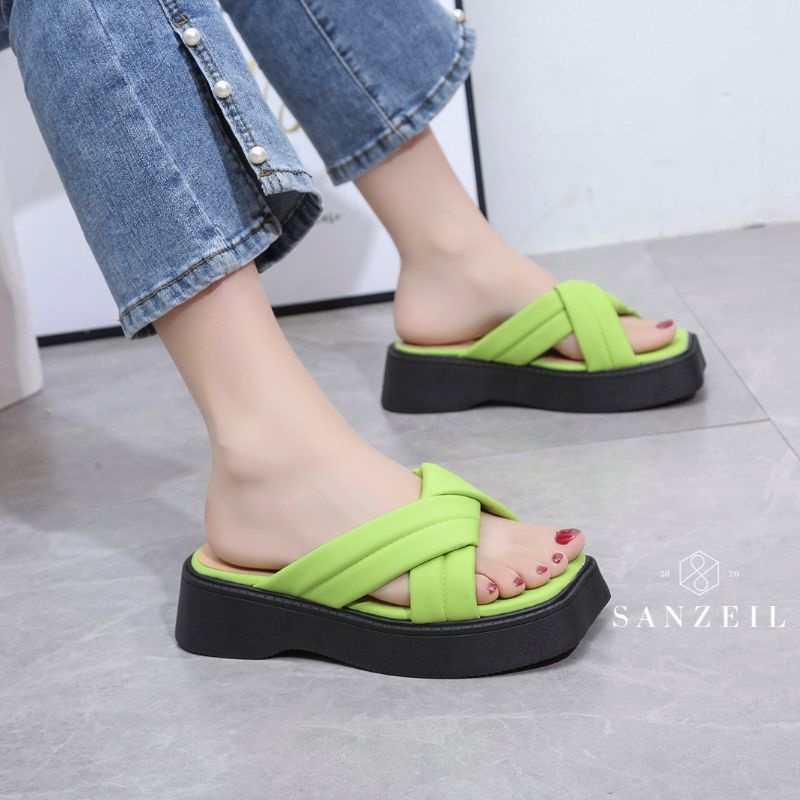 DDXX0079 Wedges Sandal Wanita Fashion Import CAMILLE Slip On Ready Jakarta Bisa COD (WIth Box)