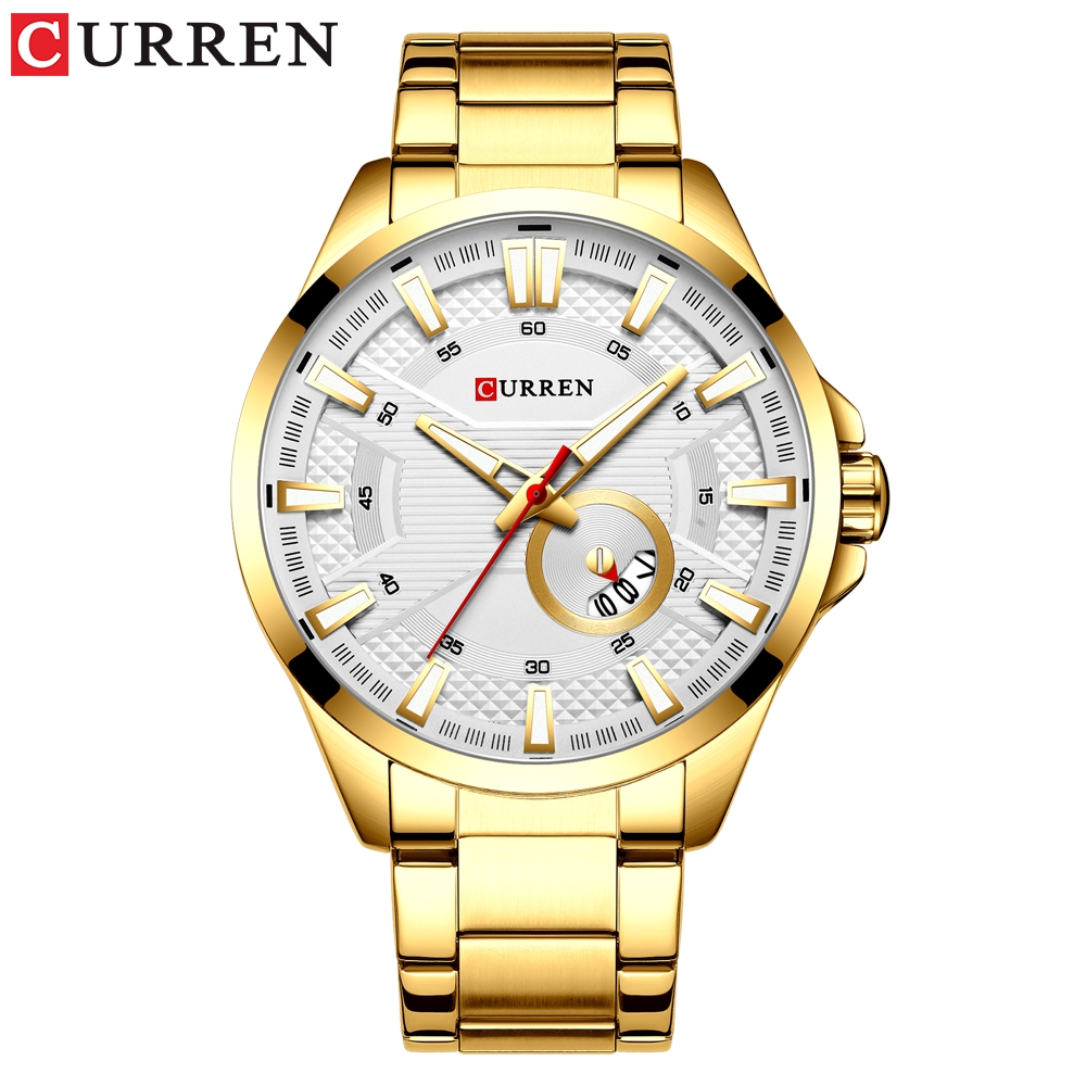 

Jam Tangan Pria Curren Men'S Watch Fashion Stainless Steel Waterproof Quartz Watch Sports + Box