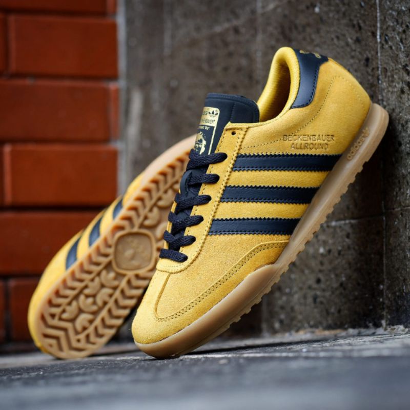adidas beckenbauer trainers black and yellow