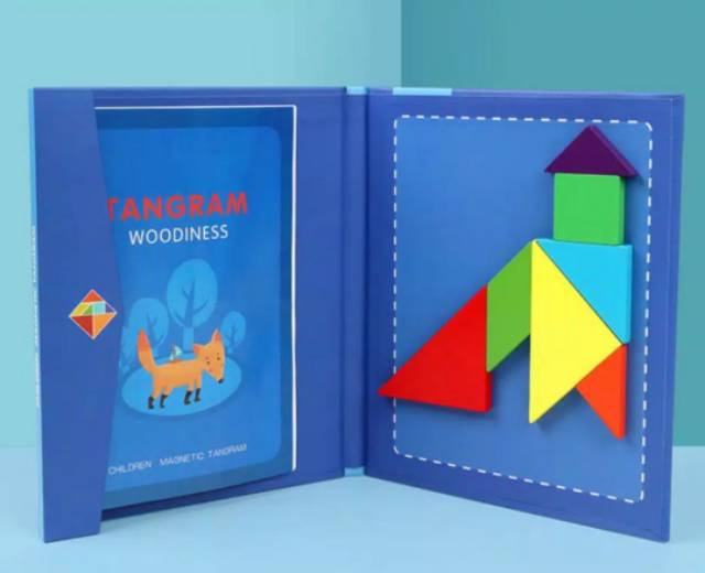 Mainan Puzzle Tangram Wooden Blocks Magnetic Tangram Puzzle Kayu