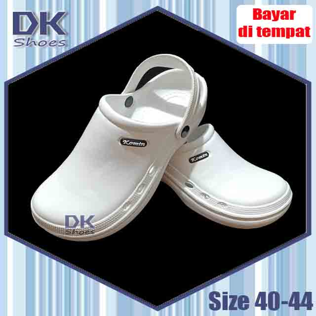 DK Shoes - Komin BAIM 36-44 Putih / Sandal Selop Bakpao Laki Murah / sepatu perawat / Sandal PVC / Sandal bidan / dokter