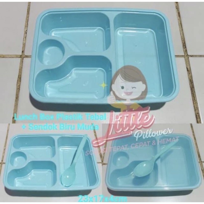 (ISI 25PCS) Bento + Sendok Plastik Tebal FIM /Lunch Box plastik/Kotak Makan