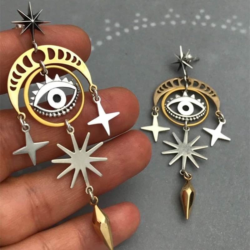 Anting Kait Gantung Bahan Alloy Desain Mata Horus Gaya Retro Untuk Wanita