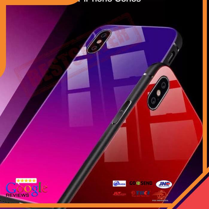 ACC HP SAMSUNG GALAXY A8 PLUS 2018 TEMPERED GRADIENT AURORA GLASS HARDCASE