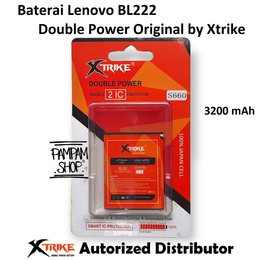 Baterai Xtrike Double Power Original Lenovo BL222 S660 S668T A660 Batre Batrai Battery Handphone HP