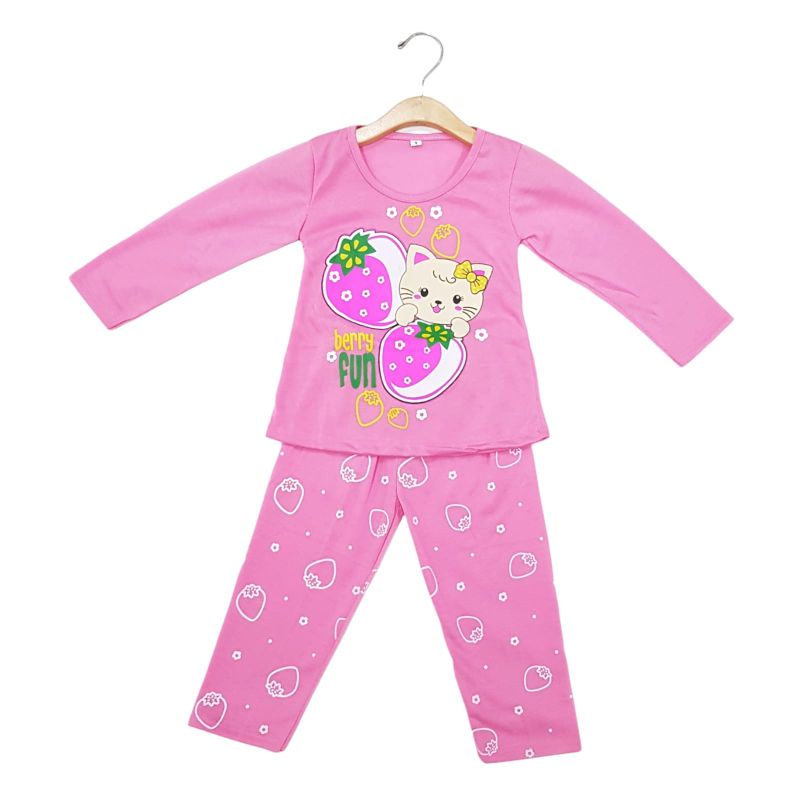 SETELAN SIKUNING PAKAIAN BAJU ANAK PEREMPUAN 2-7 TAHUN MOTIF BERRY FUN LENGAN PANJANG