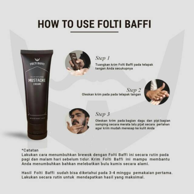 FOLTI BAFFI MUSTACHE CREAM - CREAM PENUMBUH JAMBANG BREWOK PERMANEN