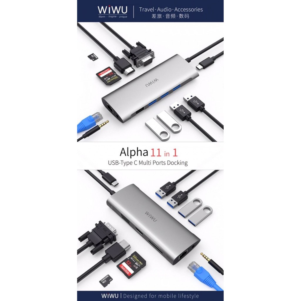 WIWU ALPHA A11312H - 11-in-1 USB-C Multifunction Converter Adapter