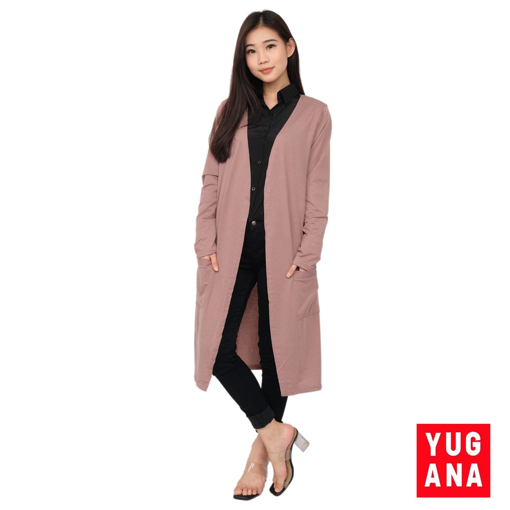 BL - CRLONG Cardigan Panjang Oversize Wanita Polos-2