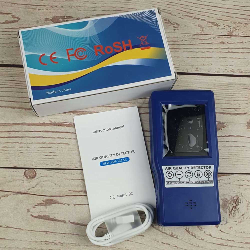 KKMOON Alat Detector CO2 Sensor PPM Meters Mini Carbon Dioxide Gas Analyzer TVOC HCHO AQI - JSM131 - Blue