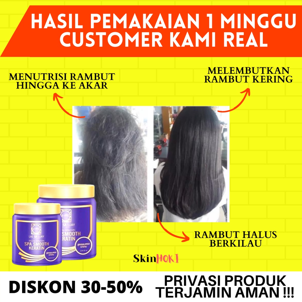 MASKER RAMBUT PENGHILANG KETOMBE ANTI RONTOK MASKER RAMBUT LAE SA LUAY SPA SMOOTH KERATIN 250ML HAIR MASK PERAWATAN RAMBUT ORIGINAL BPOM