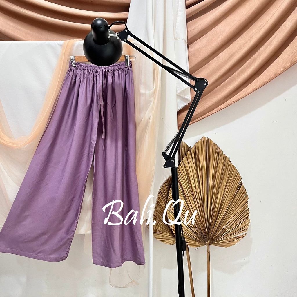 Celana Kulot Panjang Polos Jumbo Bali Qu-LAVENDER