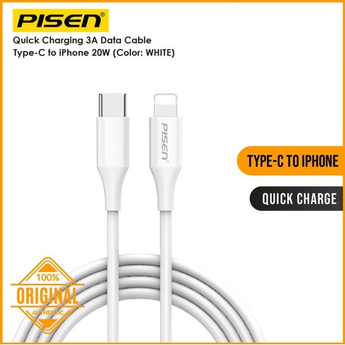 Cable Pisen Kabel Quick Charging 3A USB C to Ligthning iP - CL-PD