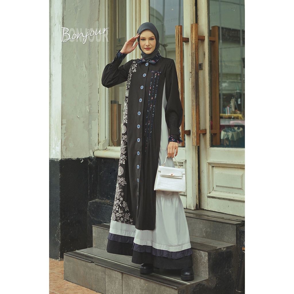 TUNEECA - GAMIS DRESS BUSANA WANITA MUSLIMA BRANDED PREMIUM TUNEECA  BONJOUR  SERI TUNEECA TUNEECA A