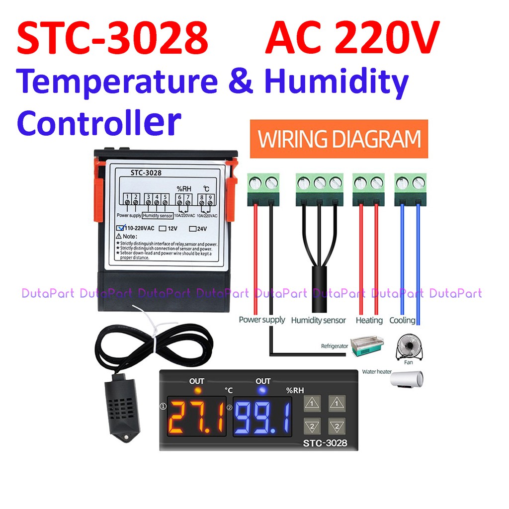 STC-3028 AC 220V Temperature Humidity Controller Thermostat Hygrostat STC3028 STC 3028