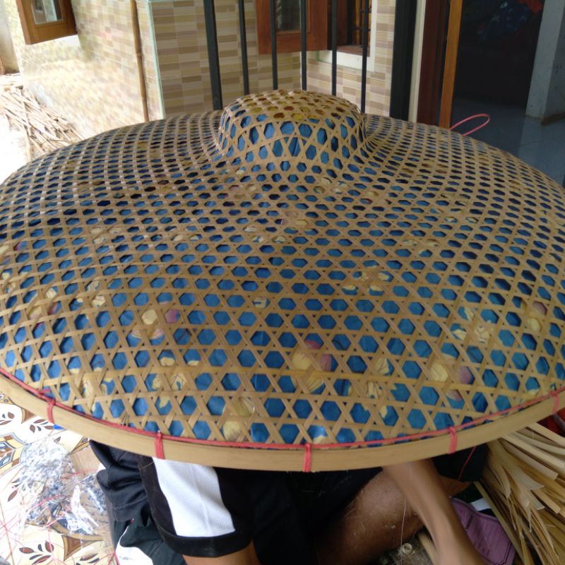 Topi petani caping anyaman bambu topi petani bahan payung diameter 55cm