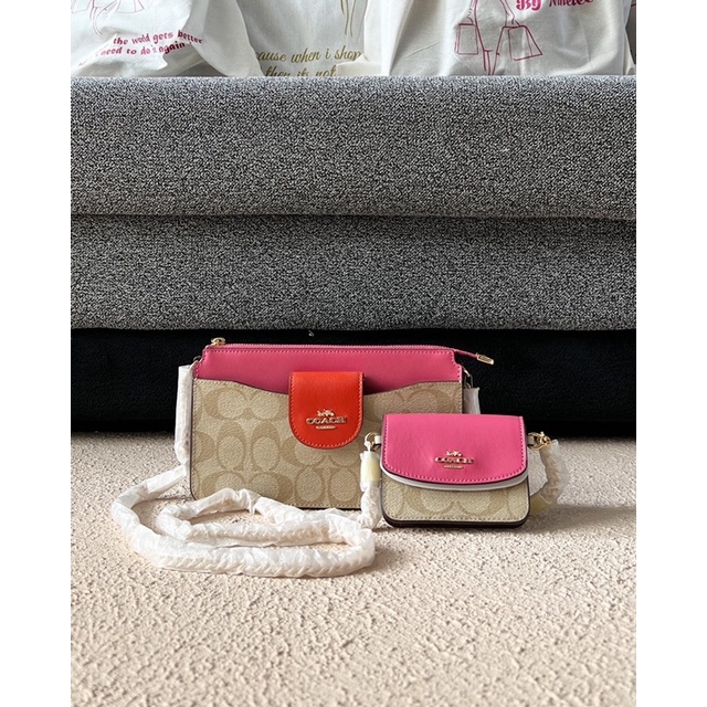 Coach C4215 Colorblock Signature Poppy Crossbody Confetti Pink Mango Multi