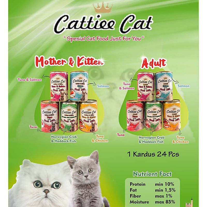 Cattie Cat Makanan Kucing Kaleng 405gr Cat food Wet food 1 dus (24 kaleng)