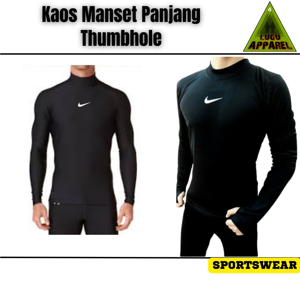 Baselayer manset baju kaos ketat panjang thumbole nikee