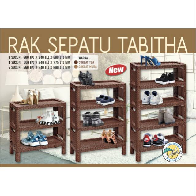 PROMO! RAK SEPATU PLASTIK TABITHA 3 / 4 / 5 SUSUN PLASTIK