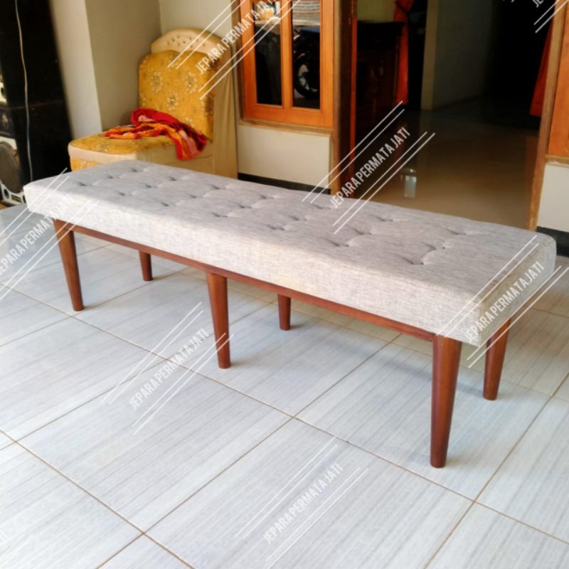 Sofa stool jati custom panjang 160cm dan 6 kaki furniture jepara ( bench panjang )