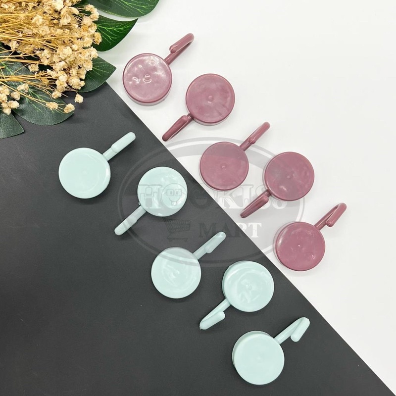 [10PCS] Gantungan Hook Baju Macaron Bulat Polos Tempel Dinding / Wall Hook Multifungsi Super Kuat