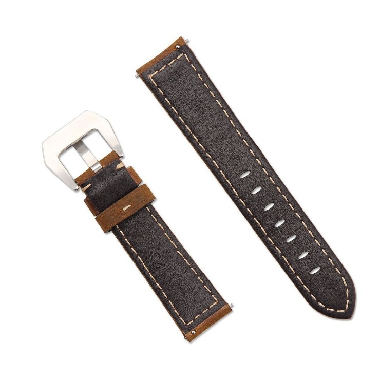 Strap TicWatch C2 Versi Black dan Silver - Tali Kulit Crazy Horse