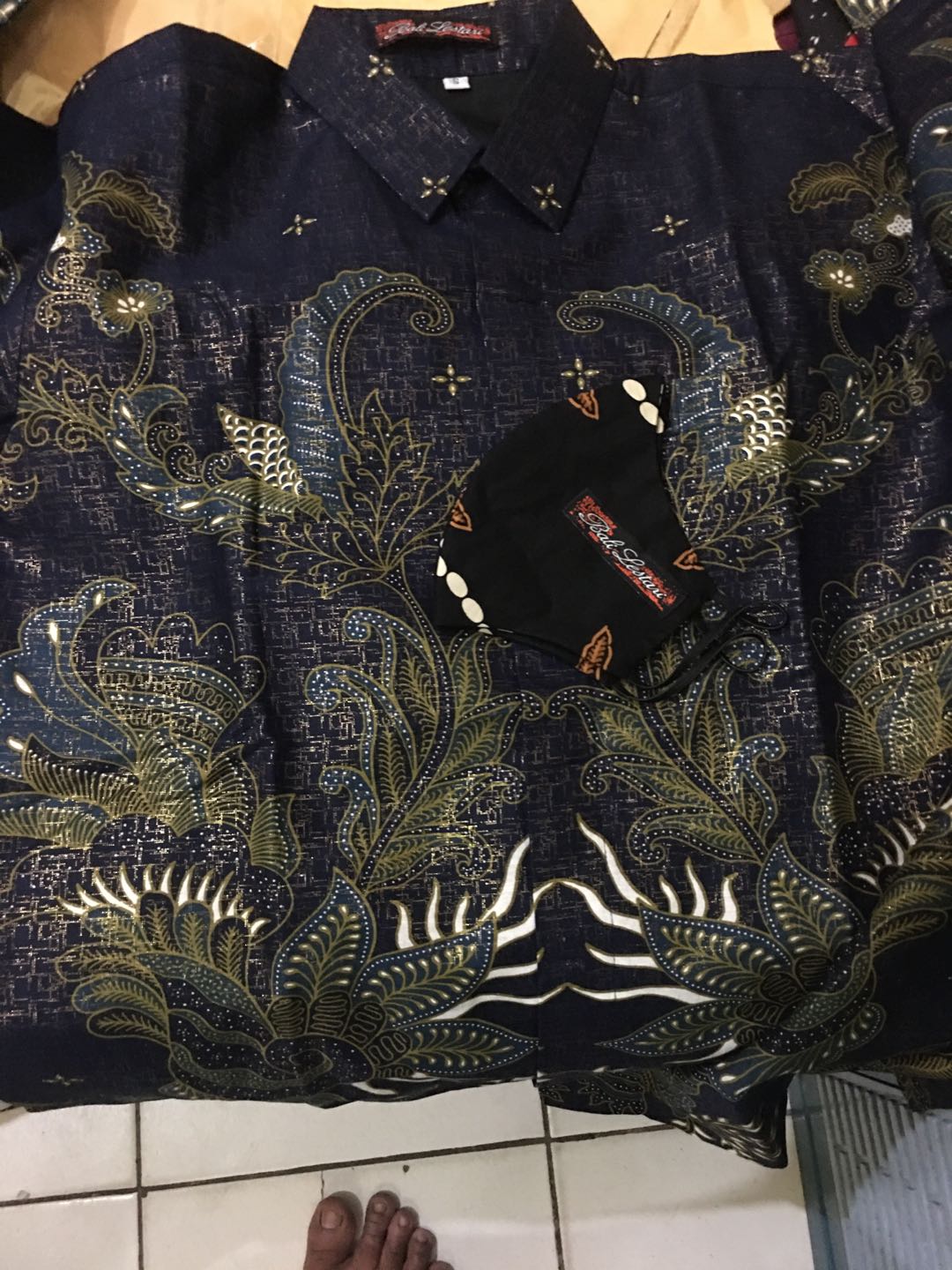Batik Bali Lestari Kemeja Batik Prada Parang Merak Biru - 068