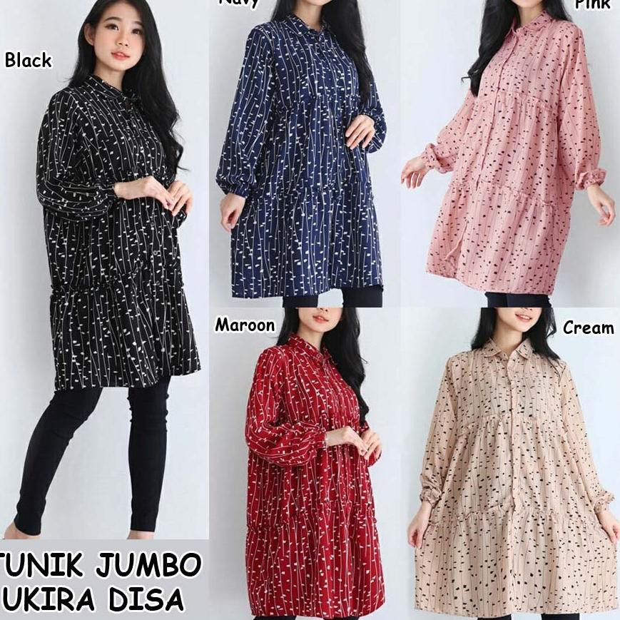 2021✔ BIGCLO - (COD) LD 120cm Tunik Jumbo Ukira Baju Atasan wanita Muslim Big Size