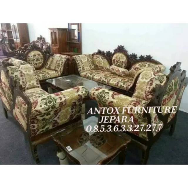 Kursi tamu jati mewah ukiran asli mebel Jepara