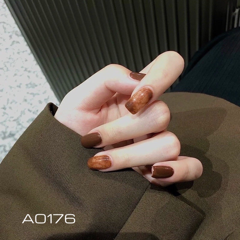 MIULII / KUKU PALSU  Coffee Amber A0176 / 24PCS / 3D / NAIL ART / PREMIUM / ORANG / COFFEE / API  / 