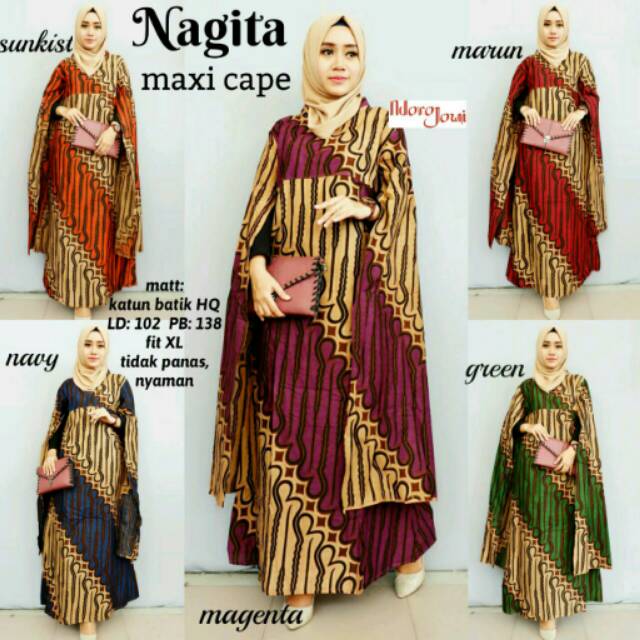 Gamis batik cape dress