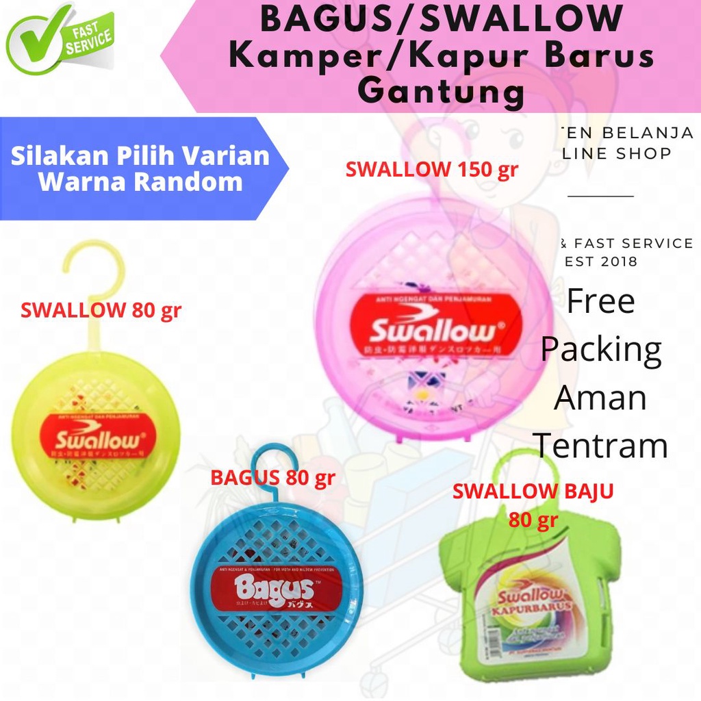 SWALLOW BAGUS Kamper Kapur Barus Gantung Toilet Lemari Pakaian Rak Sepatu With Case 1pc Air Freshener Deodorizer 80gr 80 g