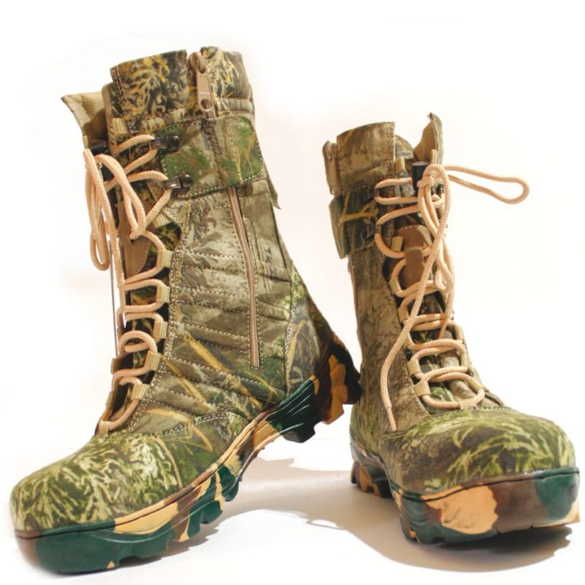 SEPATU SAFETY BOOTS NINJA CAMO HUNTING/BERBURU,SAFETY UJUNG BESI,TINGGI 10INC