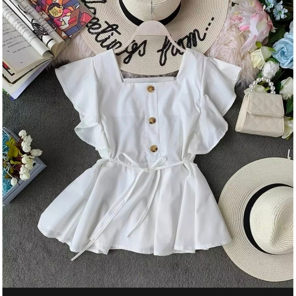 SAVAHHIJAB-MARISSA / ATASAN WANITA MODERN / BLOUSE WANITA-PUTIH