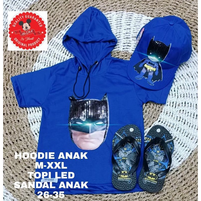 Kaos hodie anak LED lampu menyala untuk usia 2-10 tahun/paket hemat