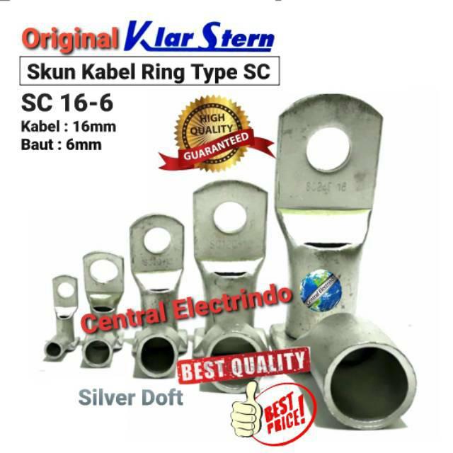 Skun Kabel KlarStern SC 16-6 Kabel 16mm Baut 6mm High Quality.