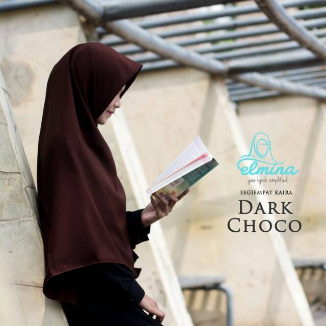 LTs Khimar Square KAIRA Coklat Tua  Peach by Elmina Hijab
