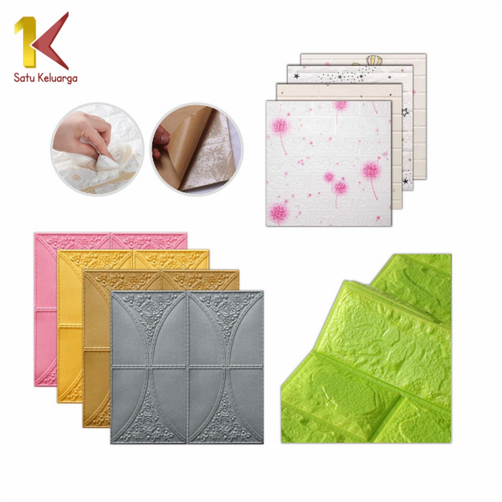 Satu Keluarga Dekorasi Dinding Kamar Rumah Murah C55-58 Wallpaper Dinding Foam-5