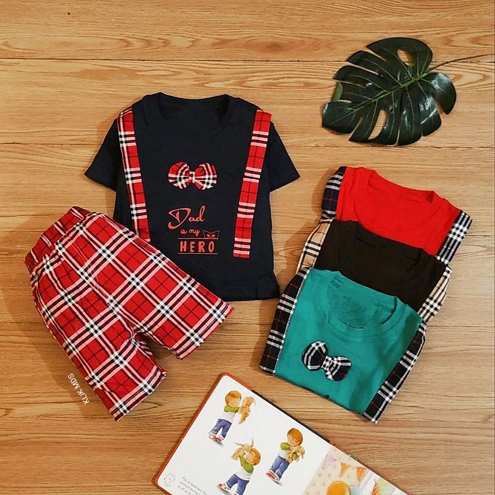 Klik Mds Setelan Baju Anak Bayi Laki-laki Usia 2-9 Bulan Motif Dad Is My Hero