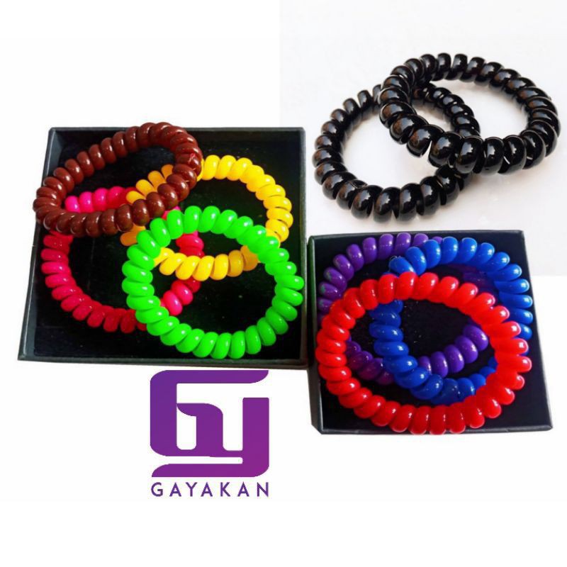 1 Buah Ikat Rambut Karet Spiral Spring Multi warna