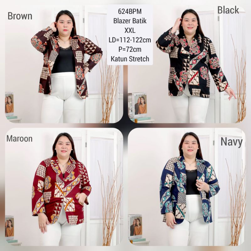 Bigsize Blouse Blazer Stella Jumbo XXL Baju Atasan Outer 624 Kerja Kantor Wanita Murah Etnik Cantik