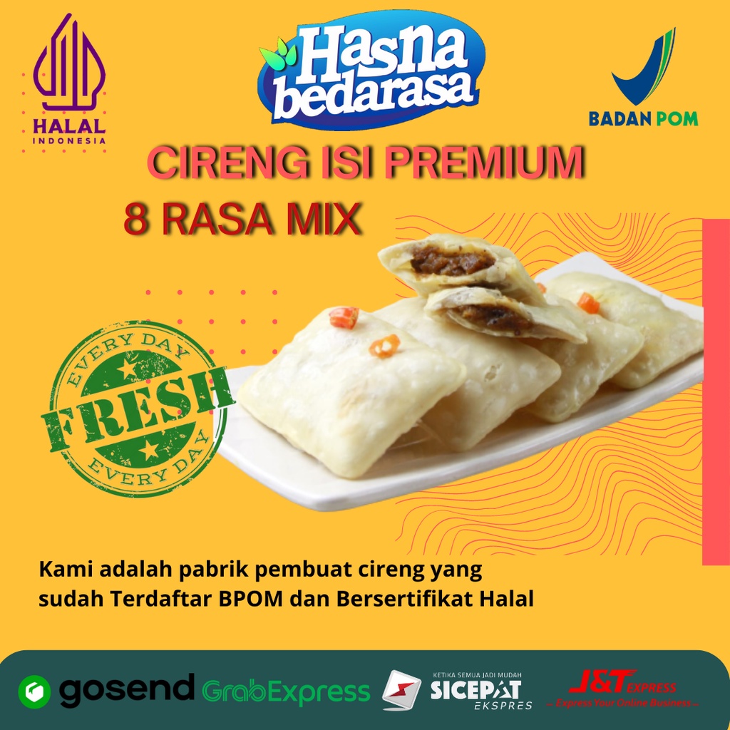 Cireng Isi Khas Bandung Mix 8 Rasa PREMIUM Bersertifikat BPOM dan Halal Hasna Bedarasa