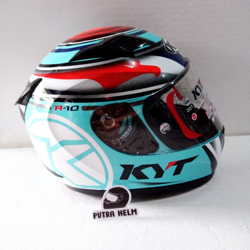 Helm KYT R 10  flat & pinlock #1 Aquablue/red fluo/white