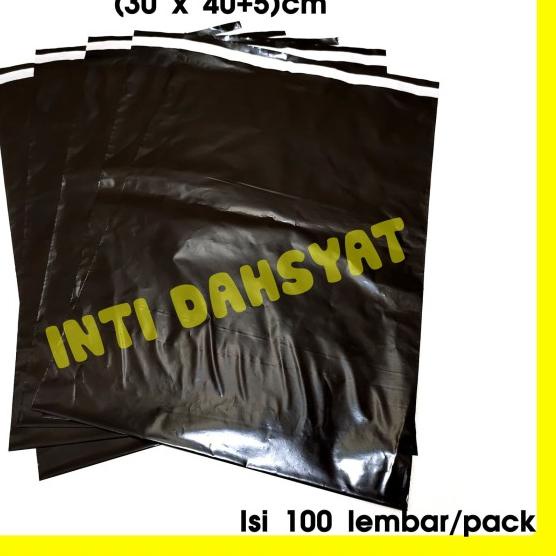 

♖ POLYMAILER HITAM GLOSSY 30x45 Isi +/-100lembar Kantong Plastik Kemasan ♛