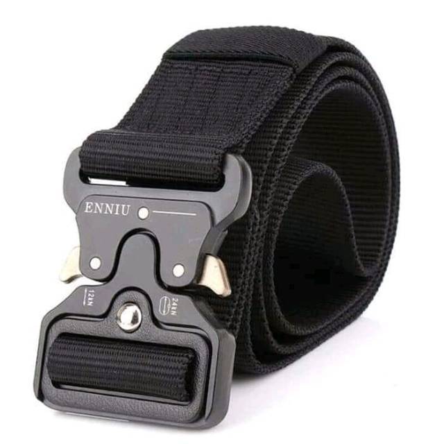 (HITAM) Ikat Pinggang Pria tactical Gesper Pria kanvas Impor