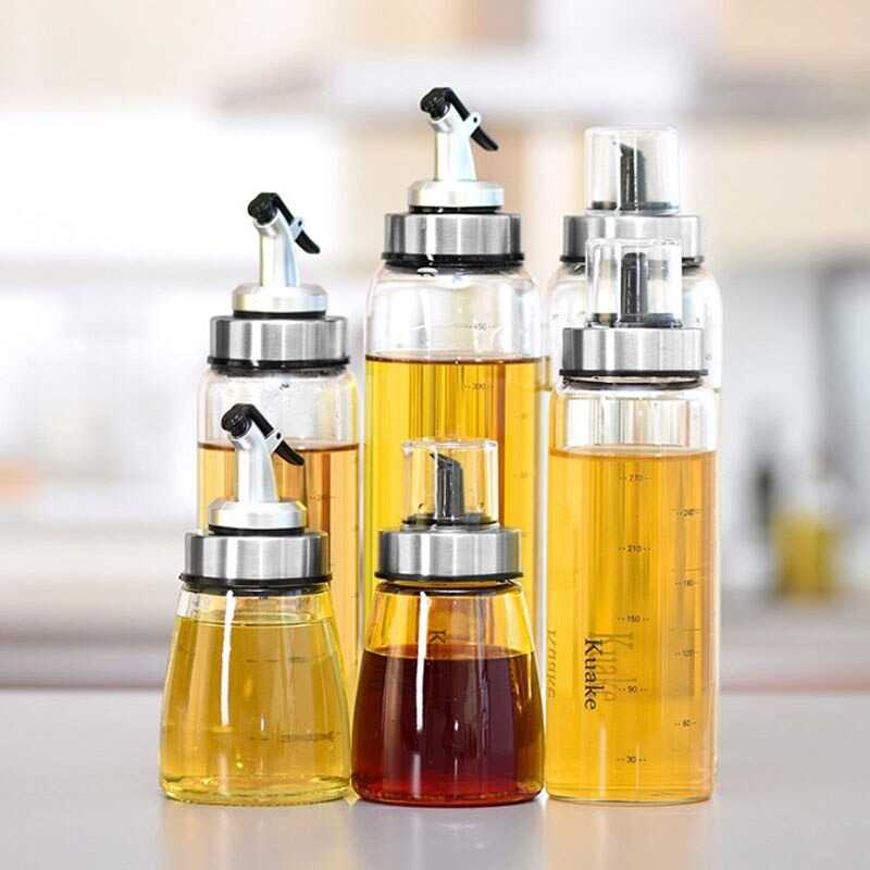 Botol Penyimpanan Minyak Goreng Cuka Olive Oil Bottle 200ml Material Kaca Botol Multifungsi Berkualitas