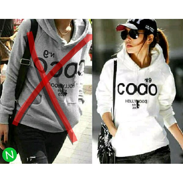 Baru cn 41288 blouse hodie coco sweater jaket putih abu wanita murah cewe gaul hoodie topi simple